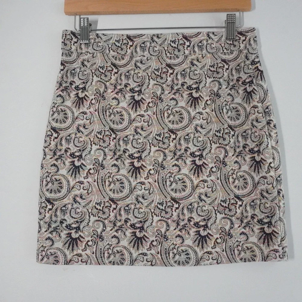 Free People M Paisley Print Stretch Mini Skirt Casual Everyday Skater Style Boho
